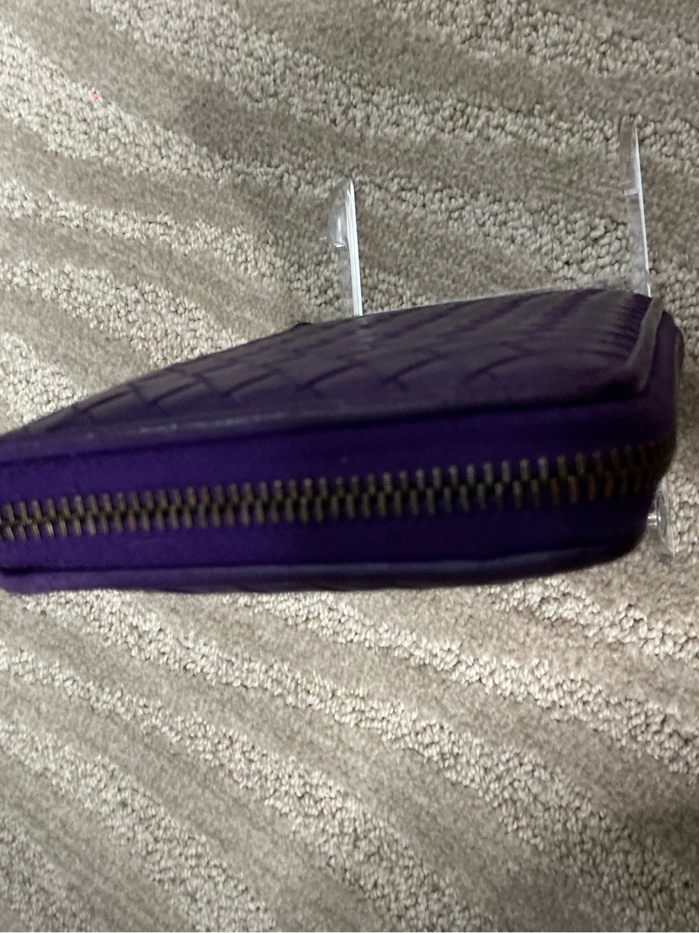 Bottega Veneta Intrecciato Purple Woven Leather Continental Zip Around Wallet - Picture 3 of 15
